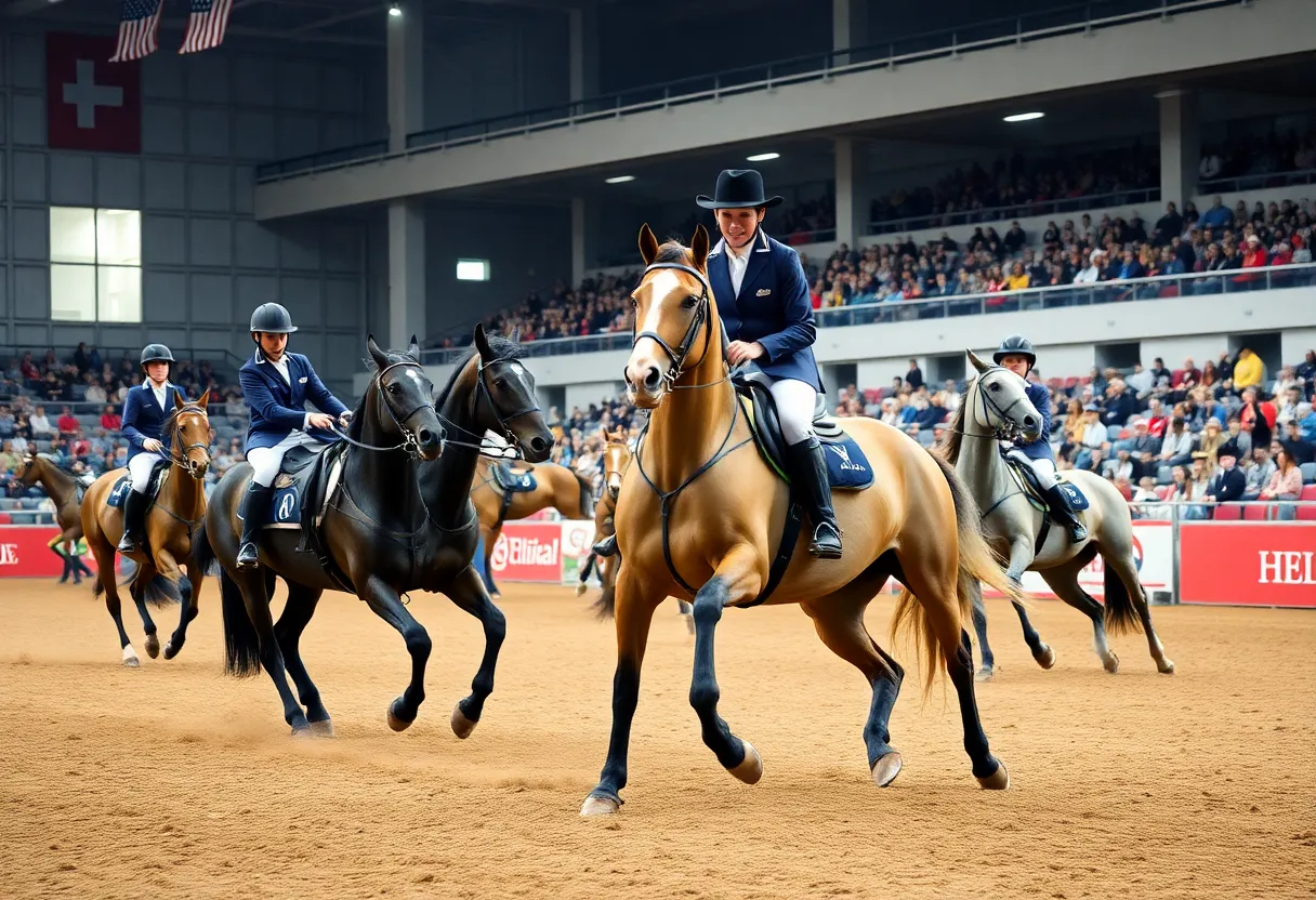 Oklahoma State University riders competing in an equestrian event