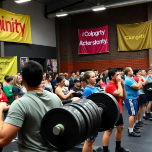Athletes participating in a powerlifting charity event at The Hub Gym