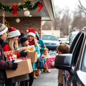 Community members participating in Red Andrews Christmas Dinner