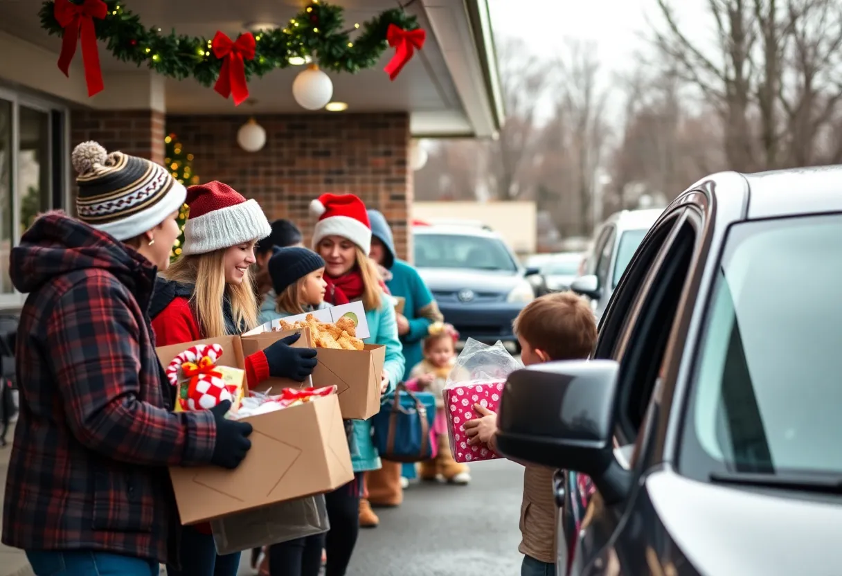 Community members participating in Red Andrews Christmas Dinner