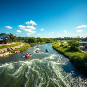 Modern whitewater rafting course at RIVERSPORT Rapids in Oklahoma City