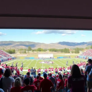 Ryan Cowboys celebrating their championship victory in a high school football game.