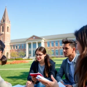 Students learning in a university setting with a focus on academic leadership.