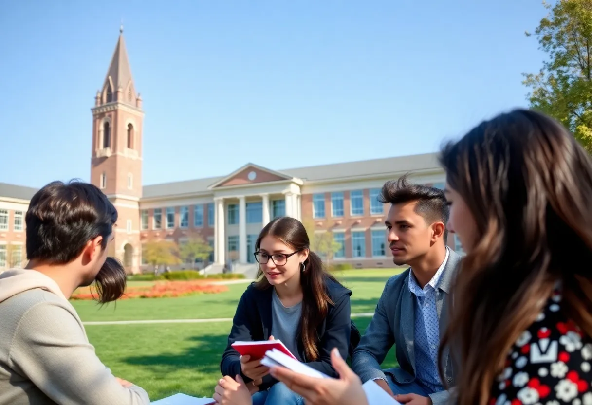 Students learning in a university setting with a focus on academic leadership.