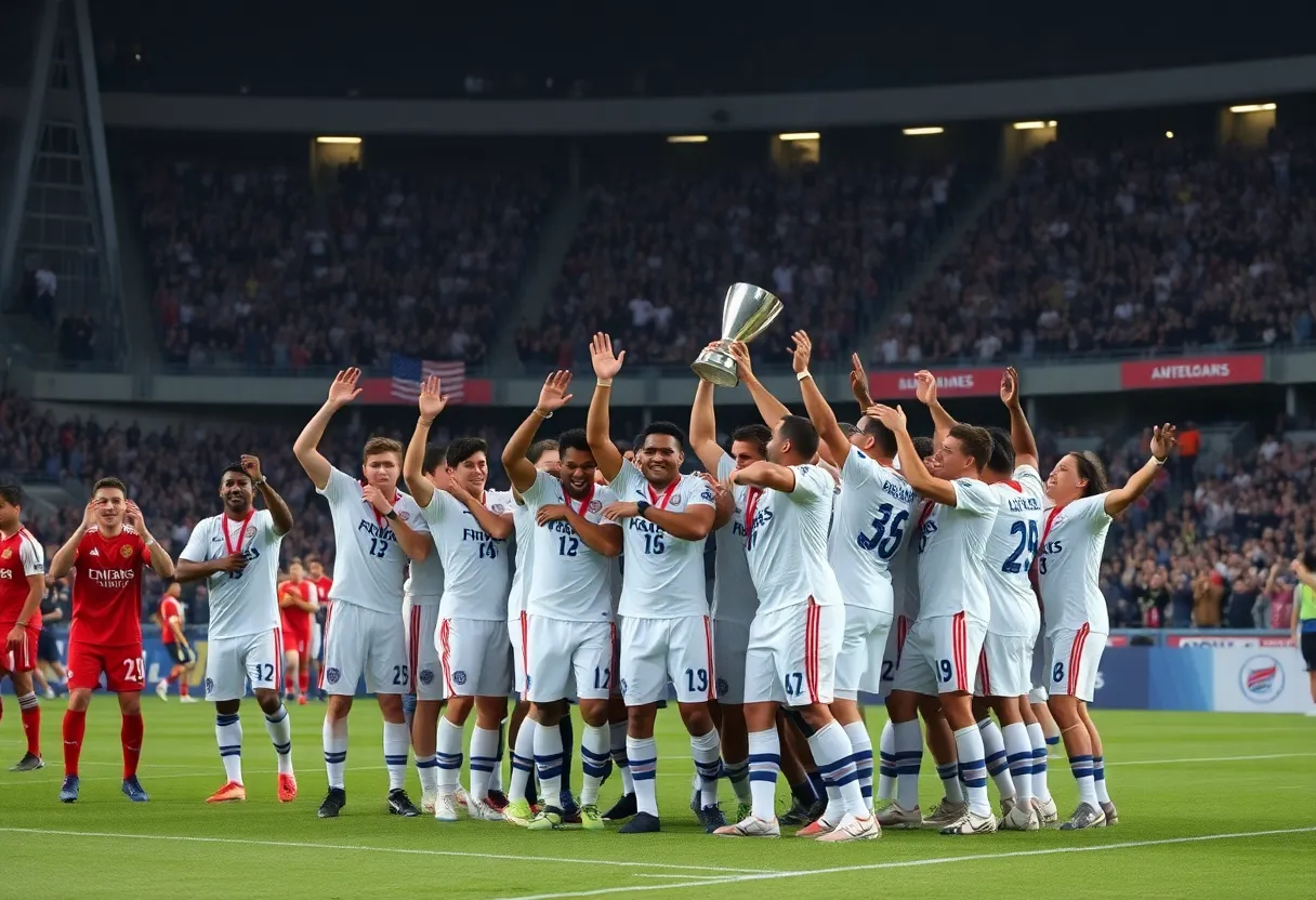 Talihina Golden Tigers football team celebrating victory