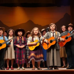 Students performing The Dust Bowl Radio Hour