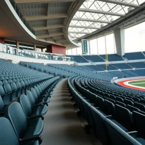 Conceptual imagery of the renovated Gaylord Family Oklahoma Memorial Stadium showcasing new suites and fan areas