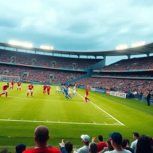 Football players from UAB and Tulsa in action during the game.