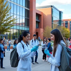 Students engaged in research activities at the University of Oklahoma campus.