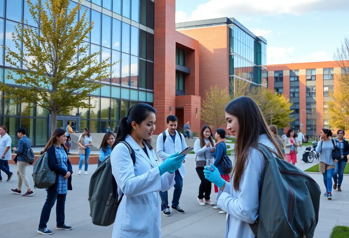 Students engaged in research activities at the University of Oklahoma campus.