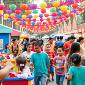 Families enjoying activities at Imani's Village Carnival