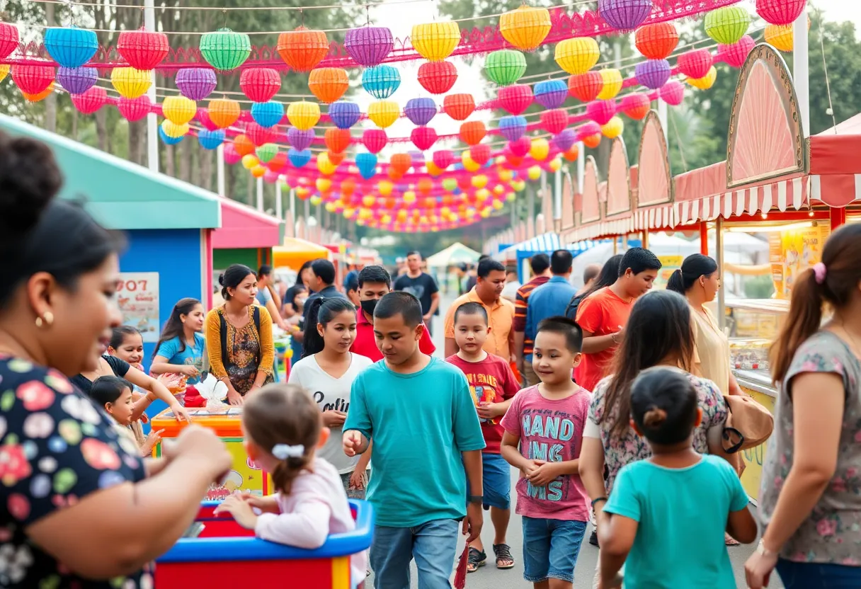Families enjoying activities at Imani's Village Carnival