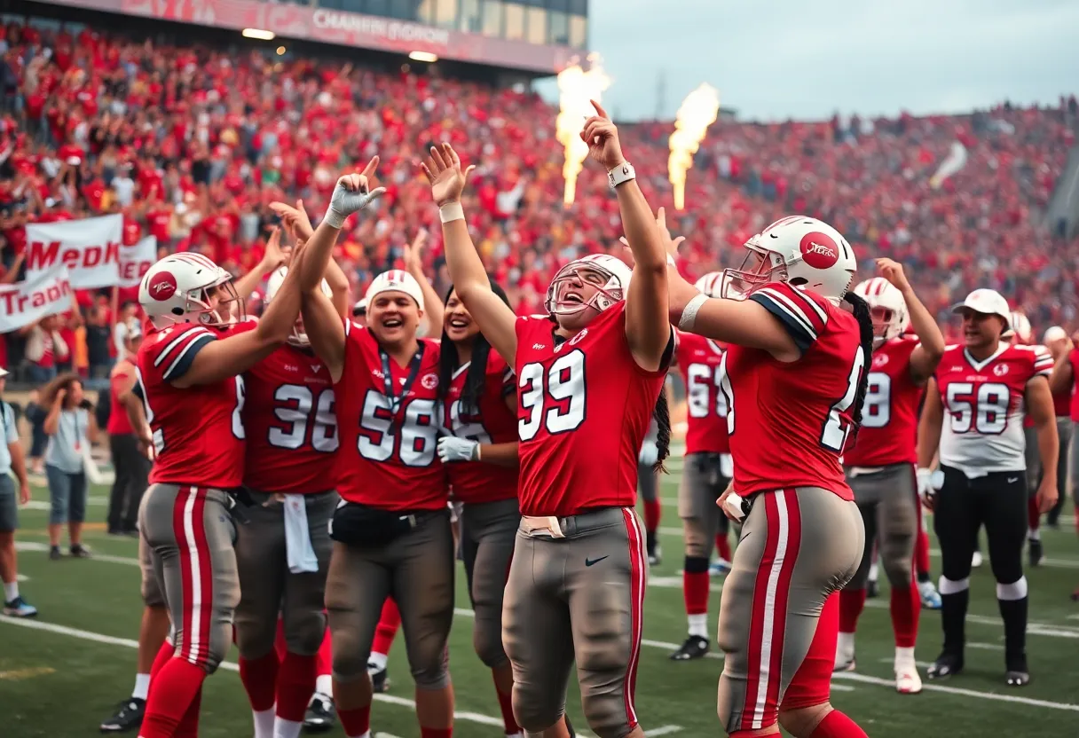 Watauga Pioneers players celebrating after winning the championship