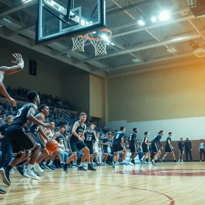 Wheeler High School basketball players celebrating victory in a tournament