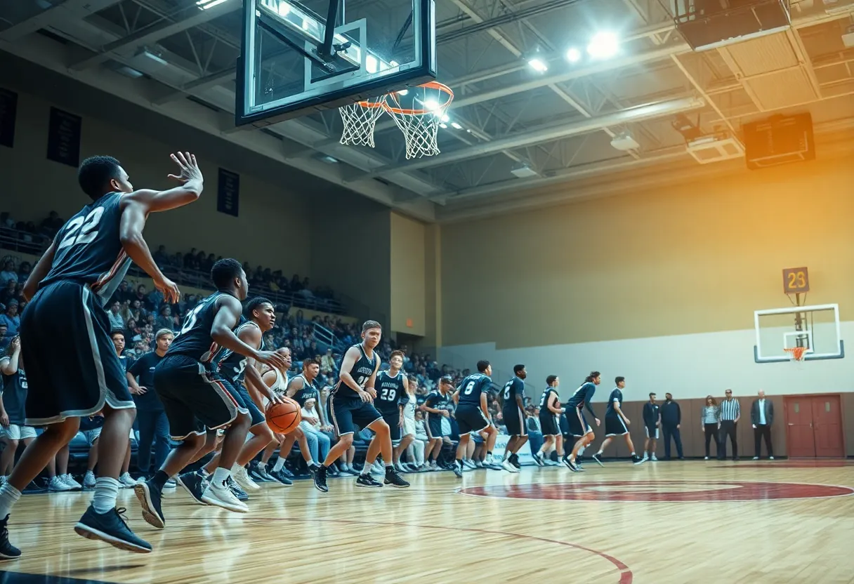 Wheeler High School basketball players celebrating victory in a tournament