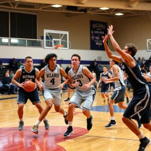 Ada High School boys basketball team playing against Ardmore
