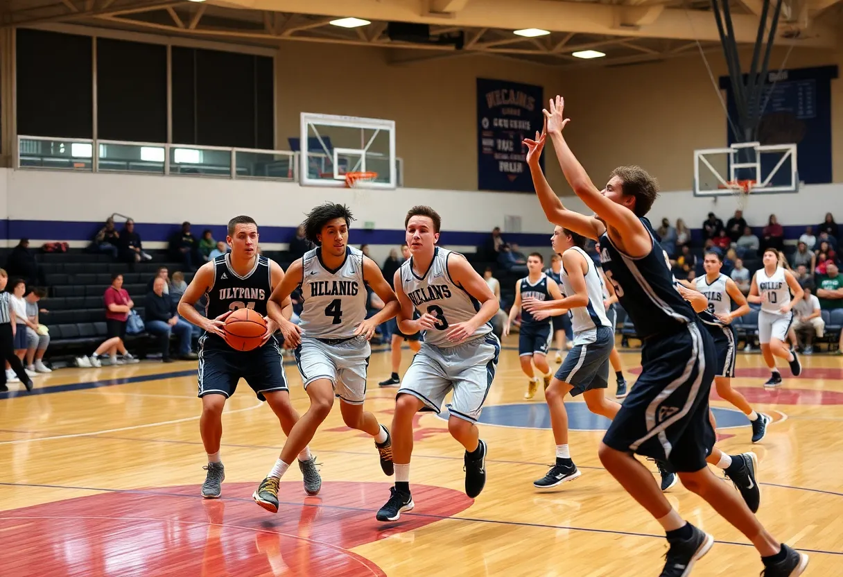 Ada High School boys basketball team playing against Ardmore