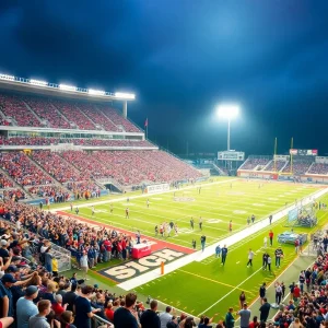 Football game atmosphere at Allan Trimble Stadium