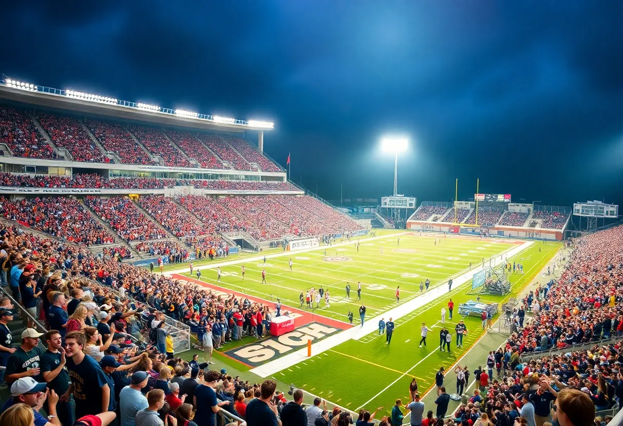 Football game atmosphere at Allan Trimble Stadium