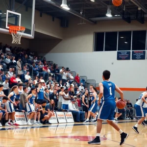 Anadarko Warriors play against the Elgin Owls in a basketball game at high school.