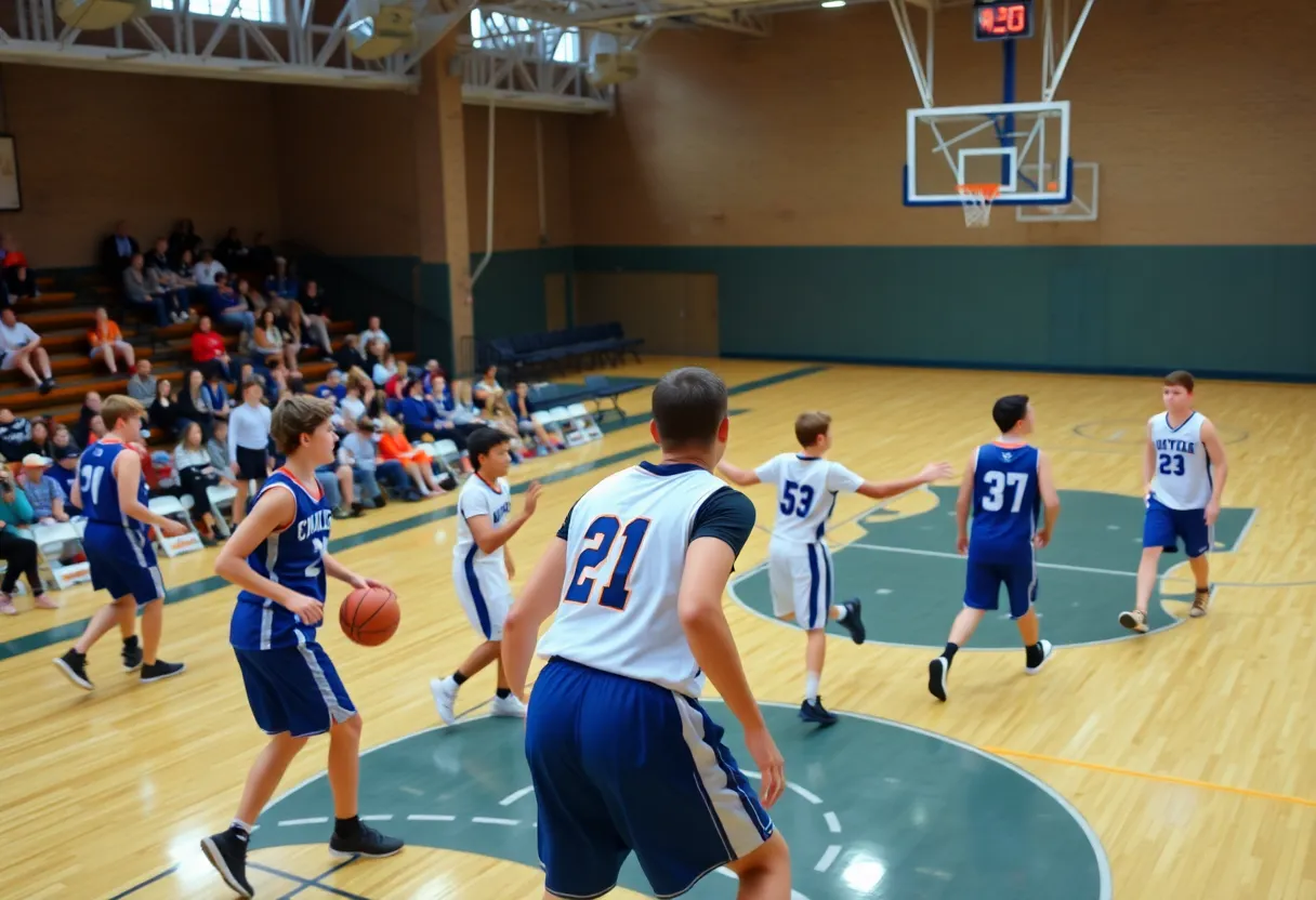 Arkoma Mustangs playing basketball