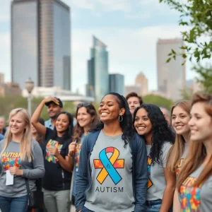 Community gathering supporting autism awareness in Oklahoma City.