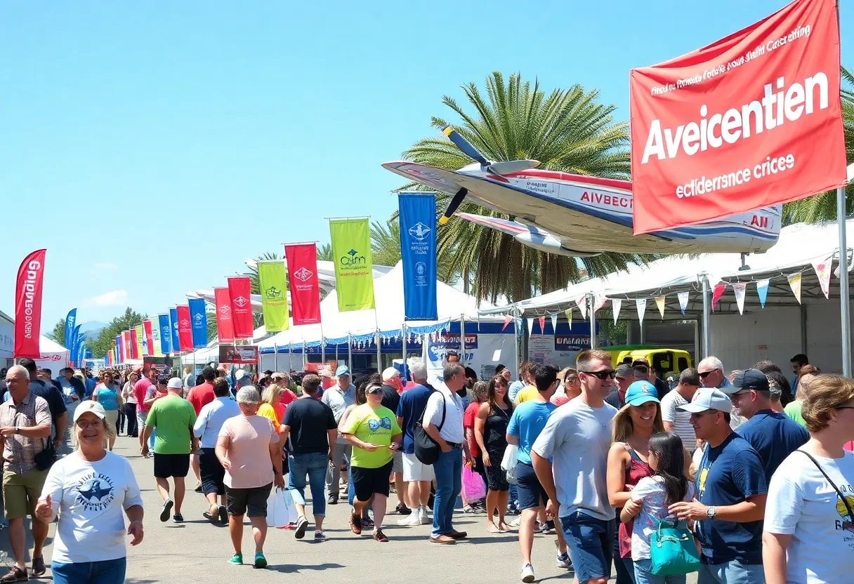 Crowd celebrating Bessie Coleman's legacy with educational activities in Oklahoma City