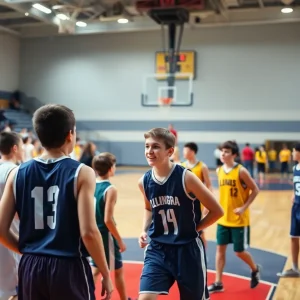Bethany High School basketball team competing against Elgin High School