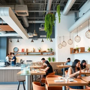 Interior view of Birdie's restaurant in Austin showcasing its innovative dining setup