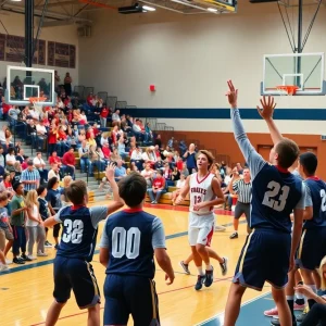 Byng Pirates competing against Purcell Dragons in high school basketball