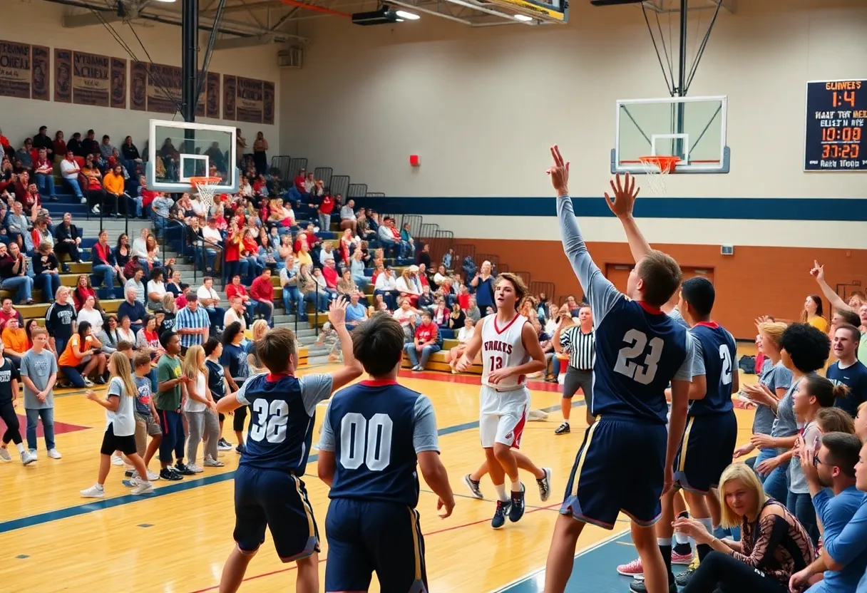 Byng Pirates competing against Purcell Dragons in high school basketball
