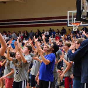 Chandler Lions basketball team in action against Heritage Hall Chargers with a packed gymnasium