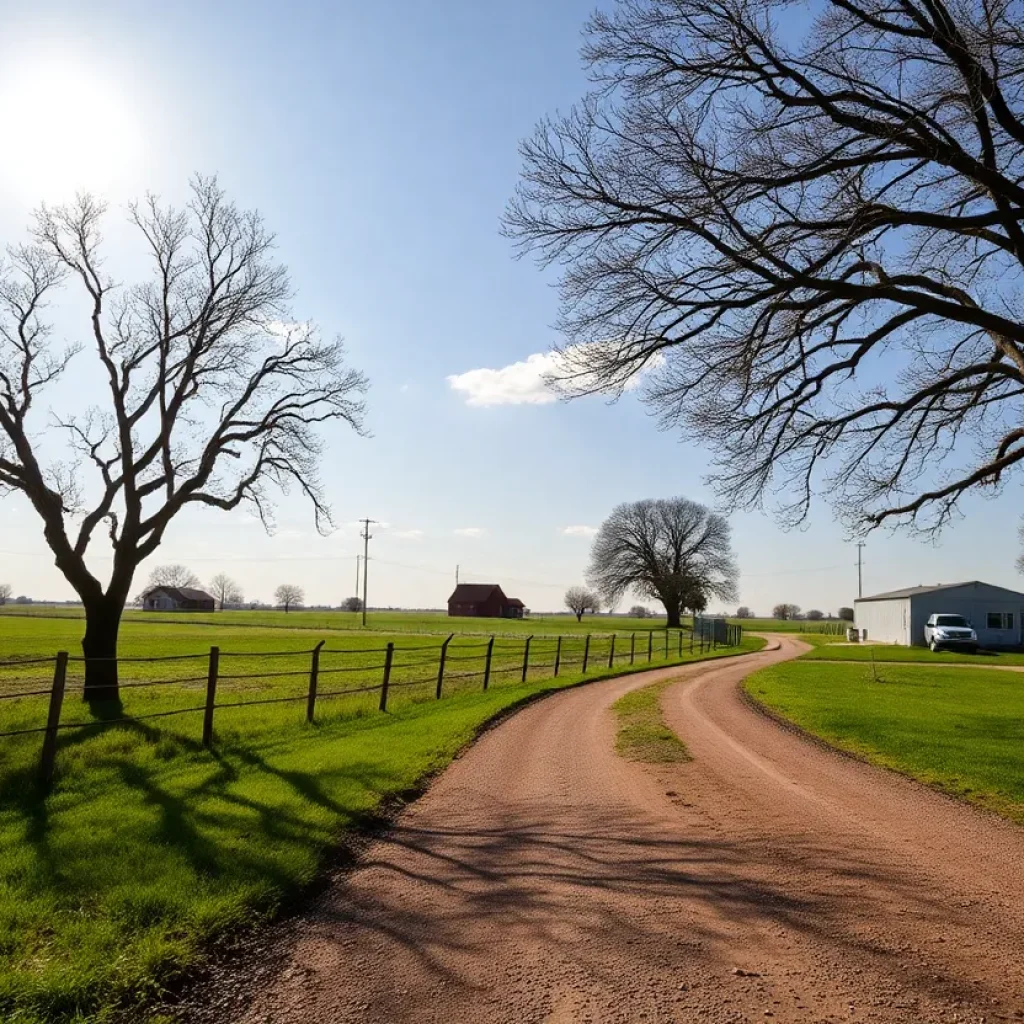 A serene rural landscape in Chickasha, Oklahoma