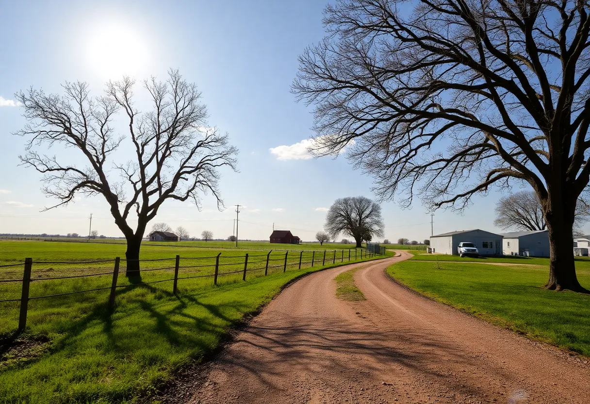 A serene rural landscape in Chickasha, Oklahoma