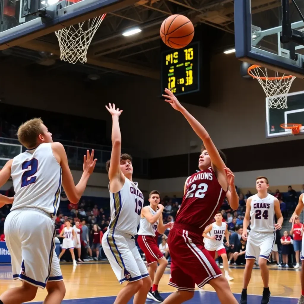 Choctaw High School basketball team in action during their victory