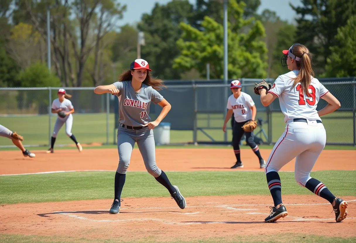 Oklahoma State University Cowgirls Softball team competing on the field