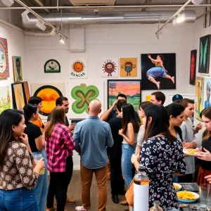 A diverse group of local creatives networking at The Creative Social event.