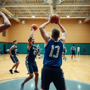 Deer Creek-Lamont basketball team playing a game