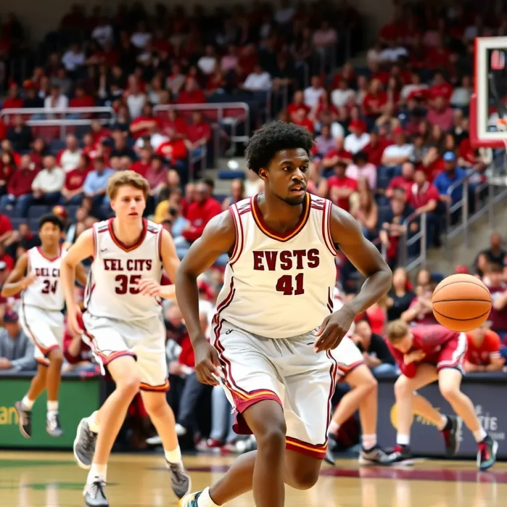 Del City High School basketball team in action against Edmond Memorial