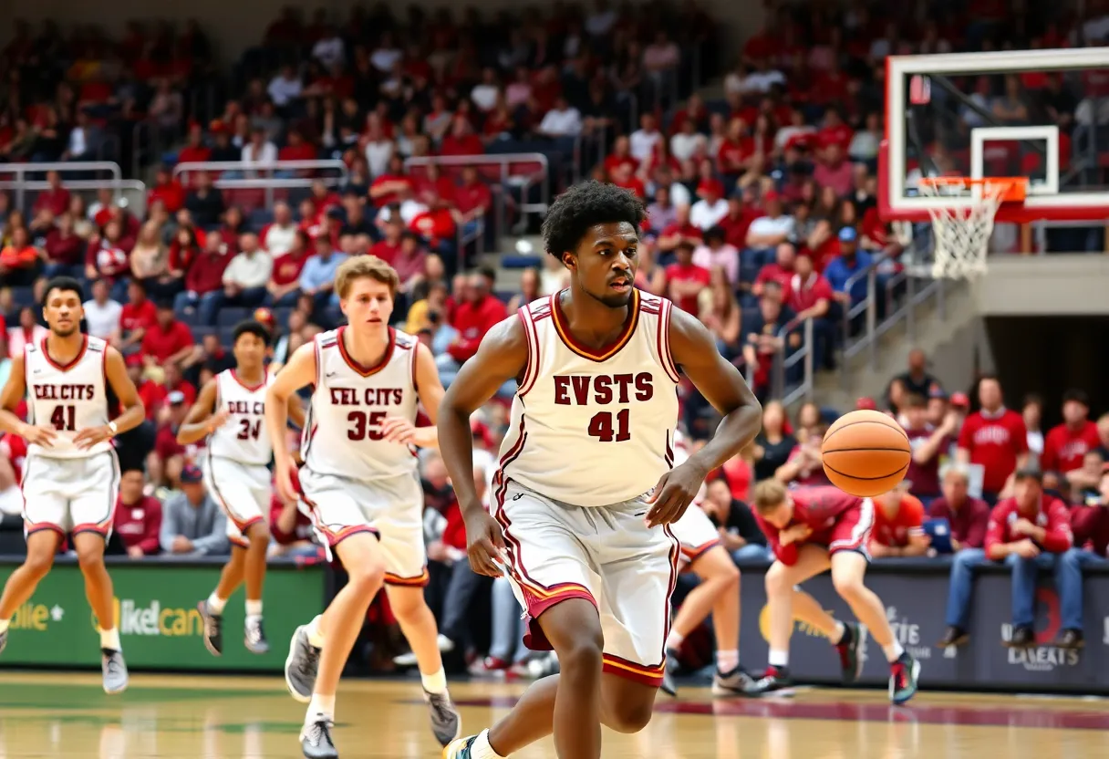Del City High School basketball team in action against Edmond Memorial