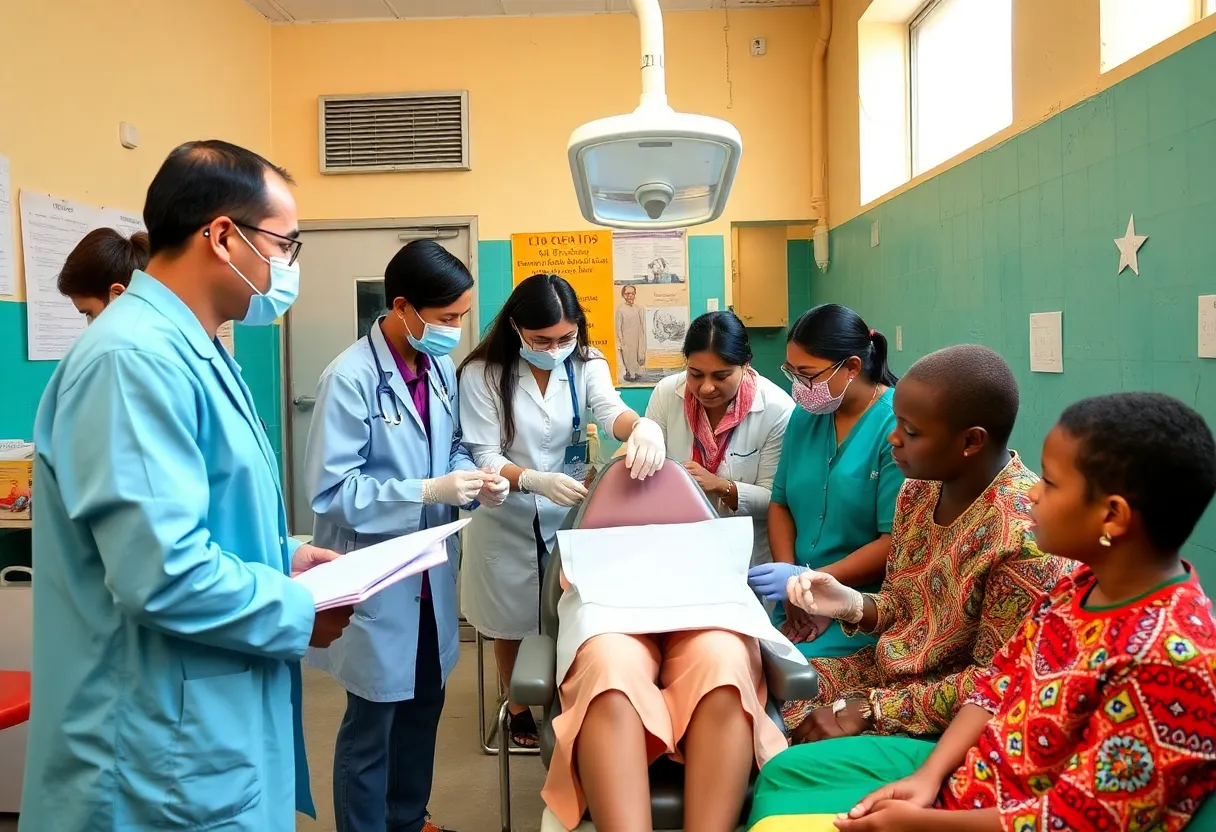 Dental students providing care in a community clinic