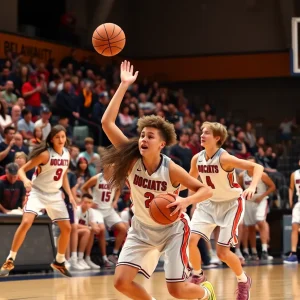 Douglass High School basketball team playing a game