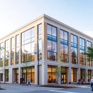 Exterior view of the renovated Engineering South building at Oklahoma State University