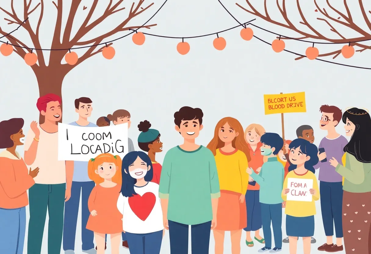 Community members gathering to support a local family during a health crisis.