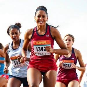 Diverse female athletes demonstrating strength in athletics