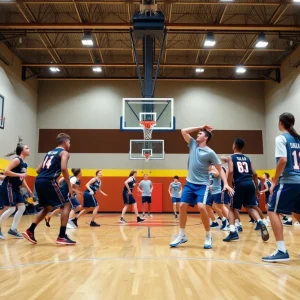 Haskell Haymakers in action against Summit Christian Academy Eagles during a basketball game