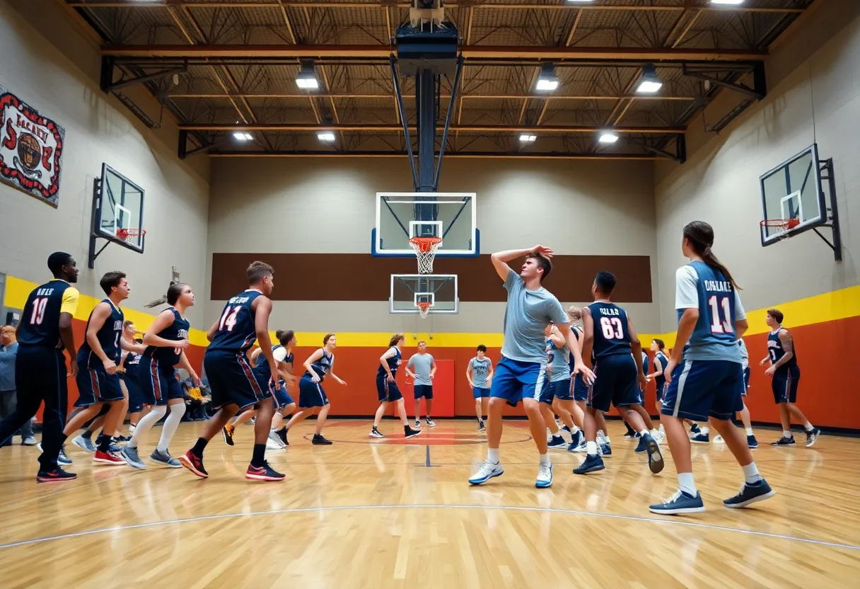 Haskell Haymakers in action against Summit Christian Academy Eagles during a basketball game