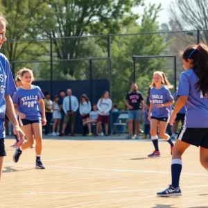 High school girls participating in sports activities.