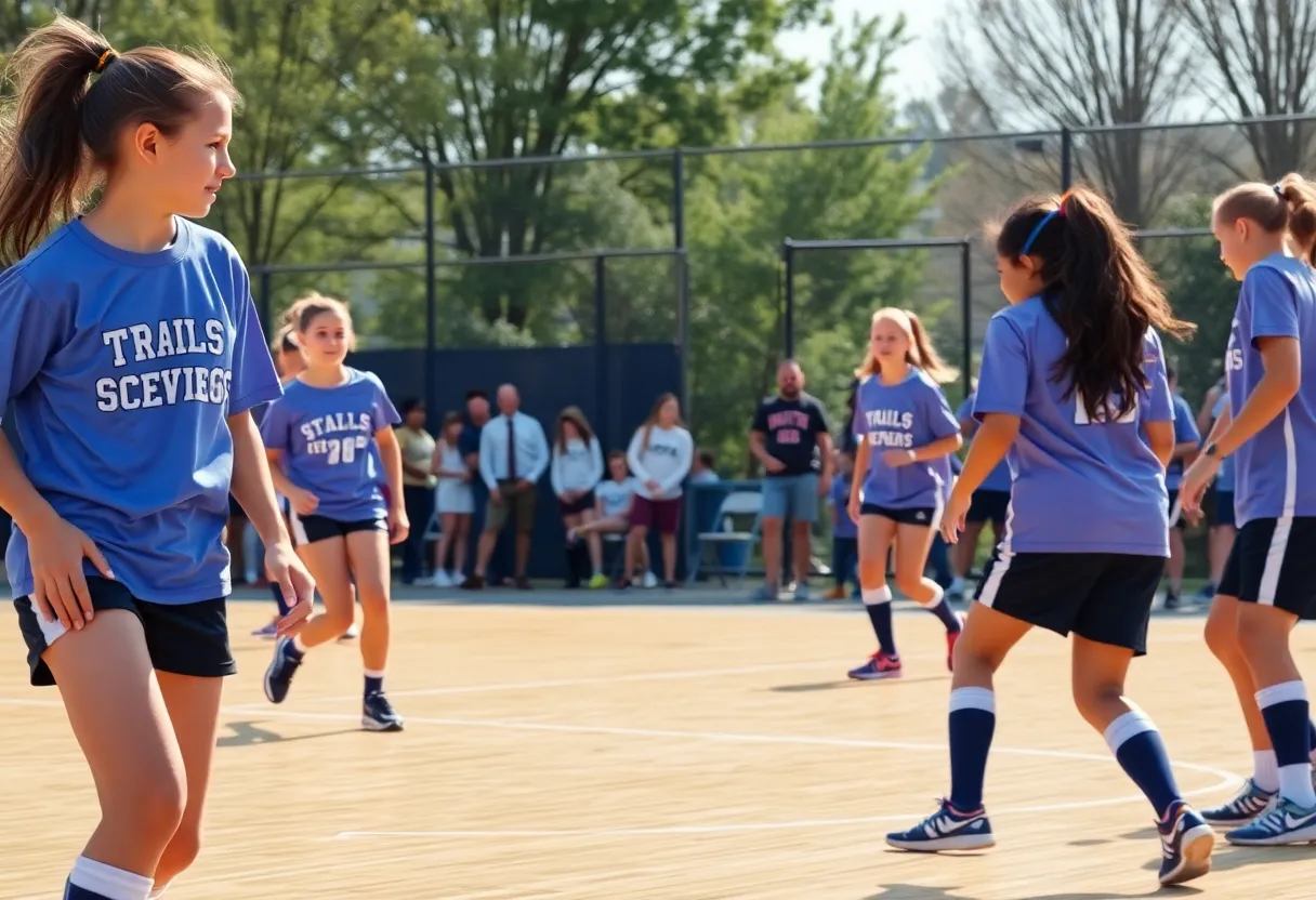 High school girls participating in sports activities.