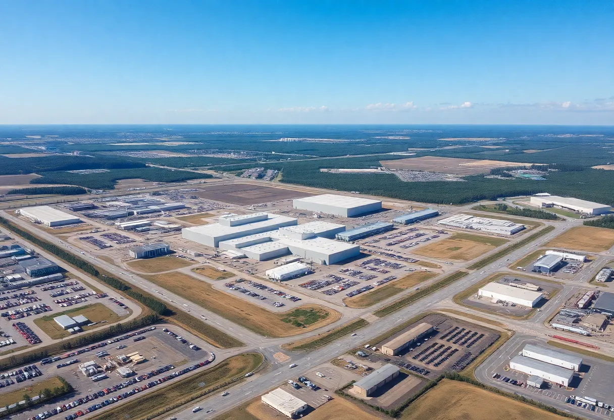 Aerial view of Iron Horse Industrial Park in Shawnee, Oklahoma highlighting industrial facilities.